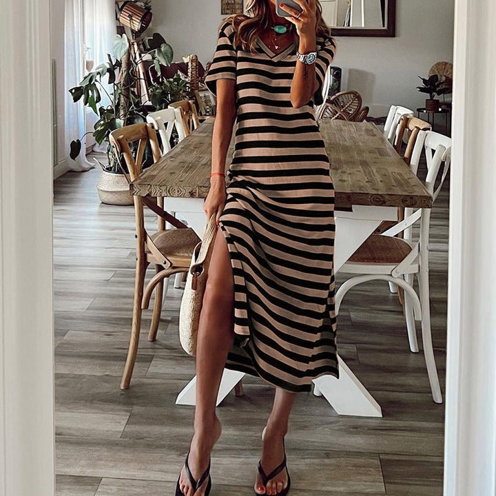Stilla | Løs trykt spaltet nederdel-sommerkjole