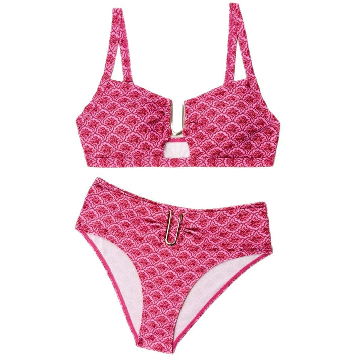 Dame bikiniset med moderne lukning og blomstret design Skovae