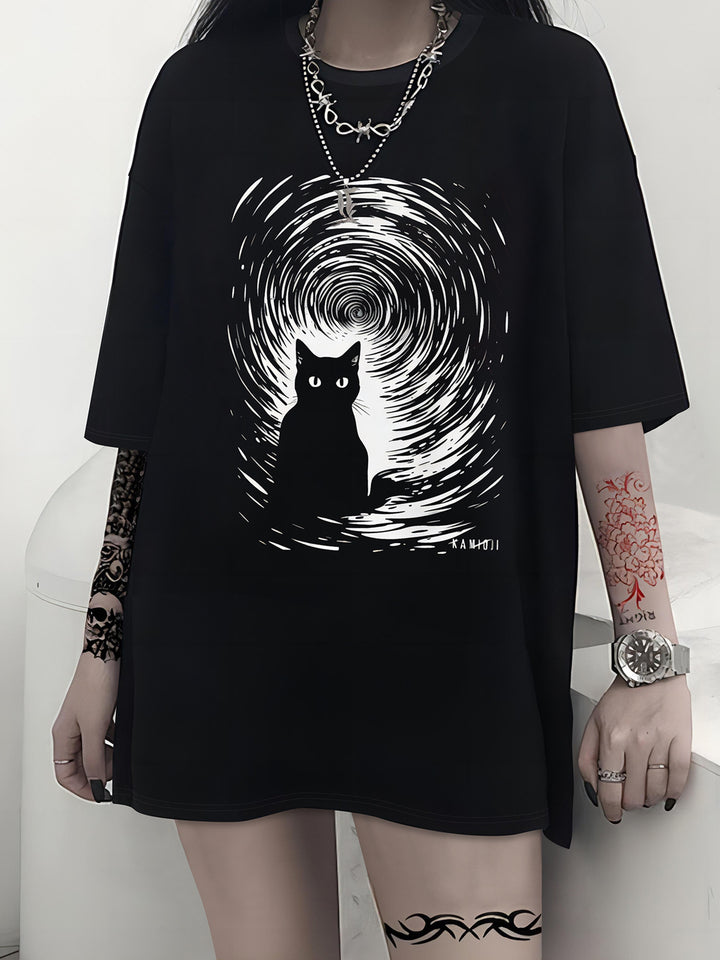 Dame T-shirt med kunstnerisk skeletmotiv og unikt tryk Skovae