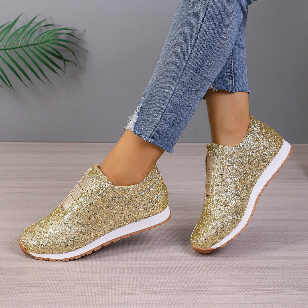 Damer Glitrende Slip-On Sneakers med fleksibelt Stretch-overmateriale og skridsikker sål Stilla
