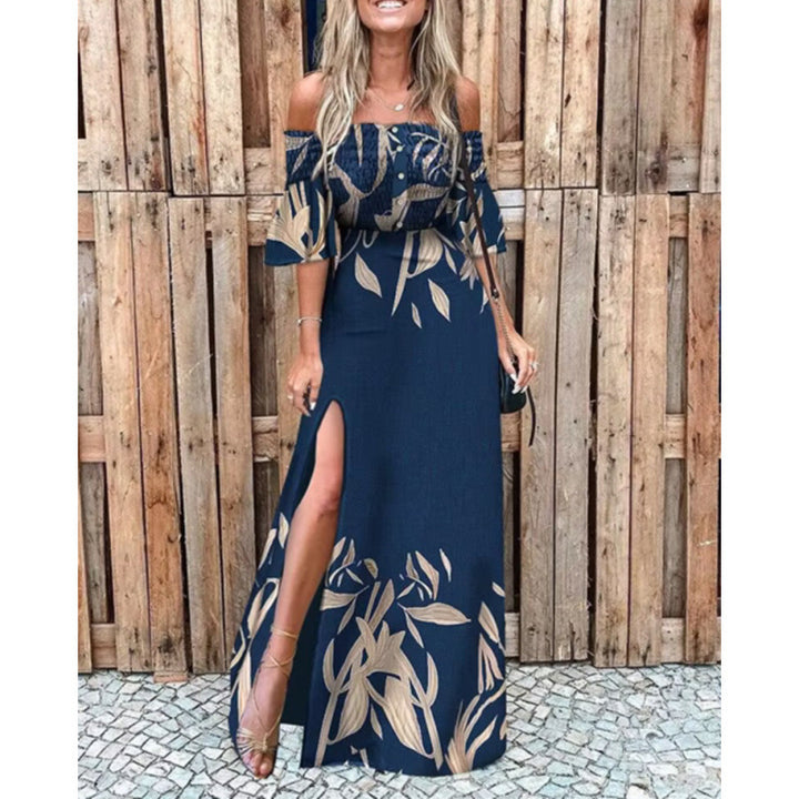 Fru Off-Shoulder Maxi Kjole med Blomstertryk og Slids Stilla