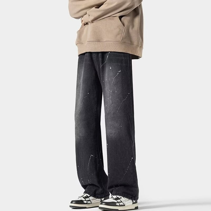 Herrer afslappede Wide-Leg Jeans med kreative vaske Stilla