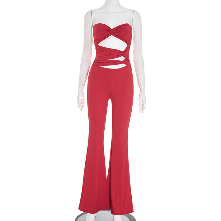 Dame Elegant Cut-Out Jumpsuit med flydende ben Skovae