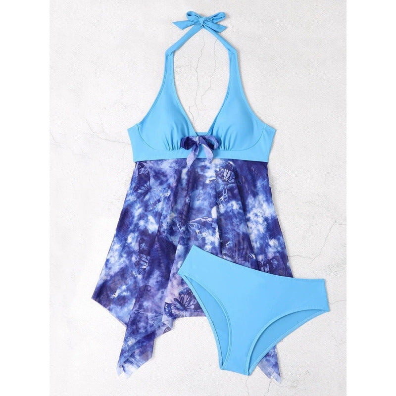 Dame Tankini med floweret omslagdesign og justerbar top Skovae