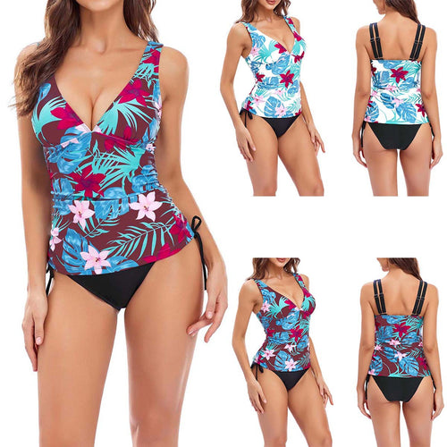 Dame Tankini-top med blomsterdesign og talje Stilla