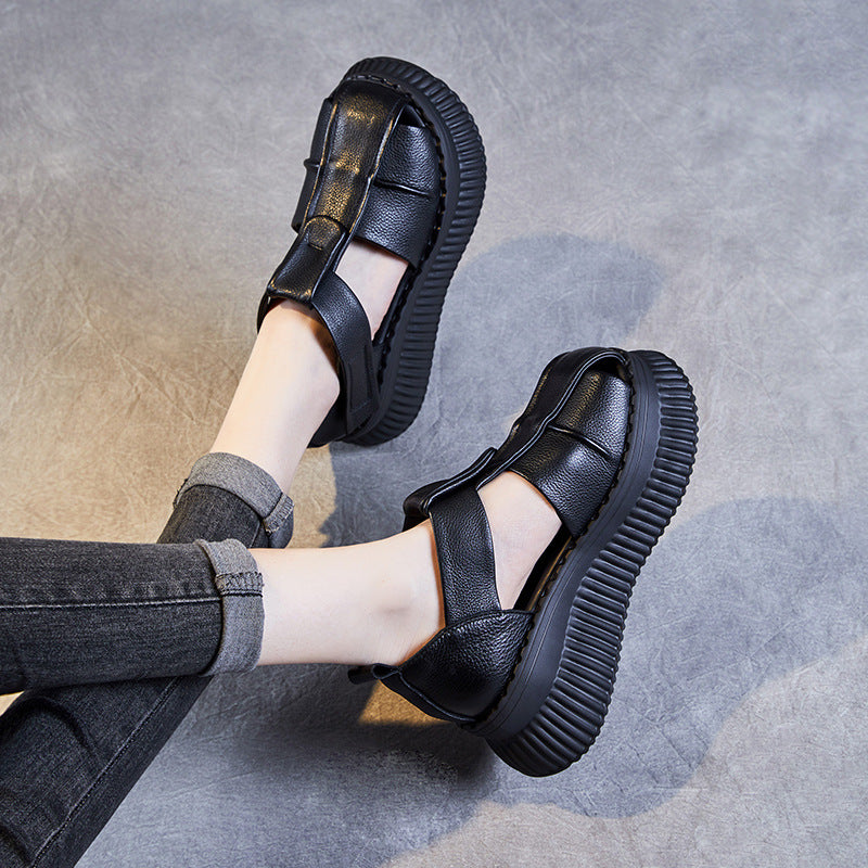 Dame Chunky Platform Open-Toe Sandaler med justerbar rem Stilla