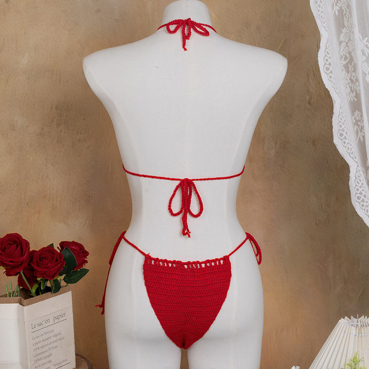 Dame hækle-bikini med legende blomsterdesign og justerbare bånd Skovae