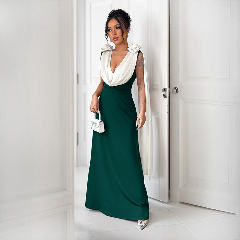 Dame Elegant Maxi-kjole med Draperede Ærmer Stilla