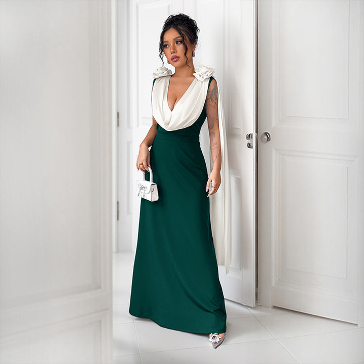 Dame Elegant Maxi-kjole med Draperede Ærmer Stilla