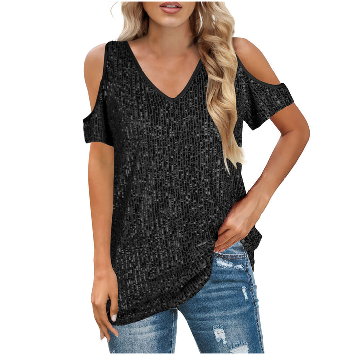 Dame Cold Shoulder Pailletten Top Stilla