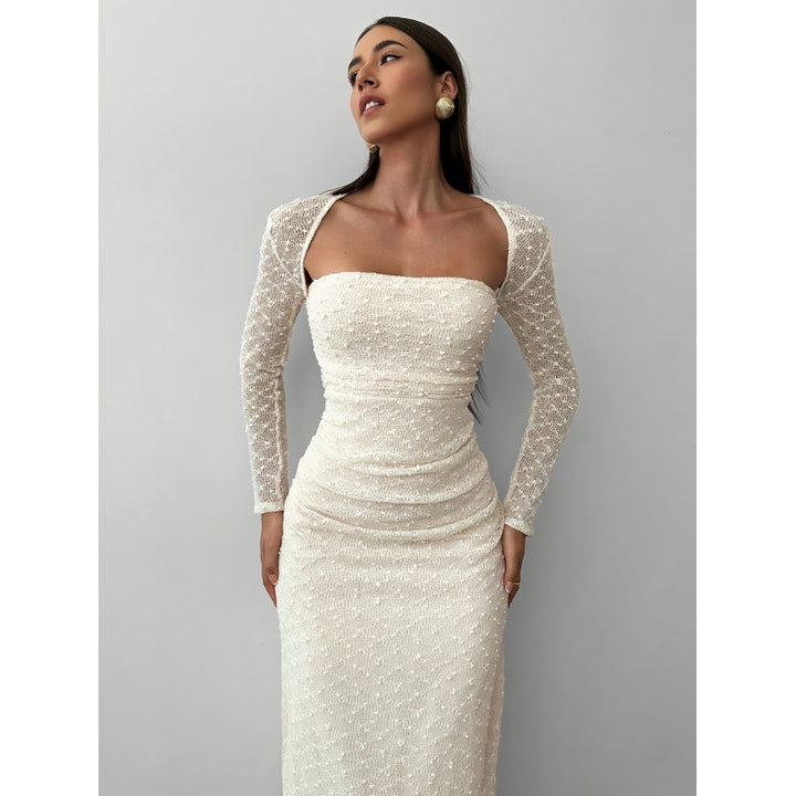 Damen Maxikleid mit transparenten Ärmeln Skovae