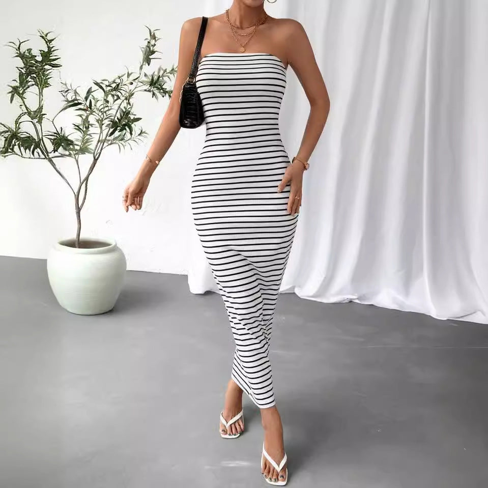 Dame Maxikjole i trendy stribet design Skovae