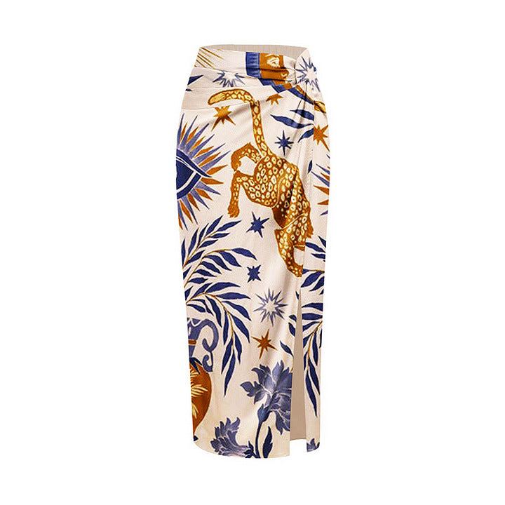 Dame elegant wrap top og kombineret nederdel sæt Skovae
