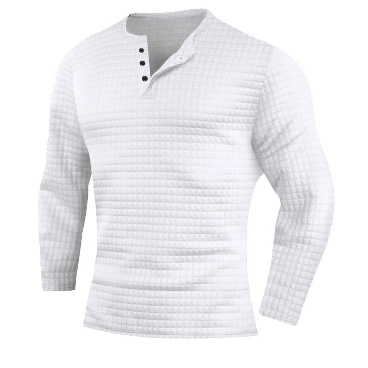 Herrer langærmet Henley-shirt med struktureret design Stilla
