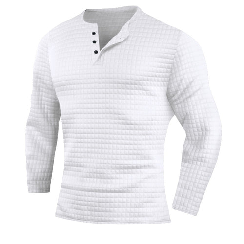 Herrer langærmet Henley-shirt med struktureret design Stilla
