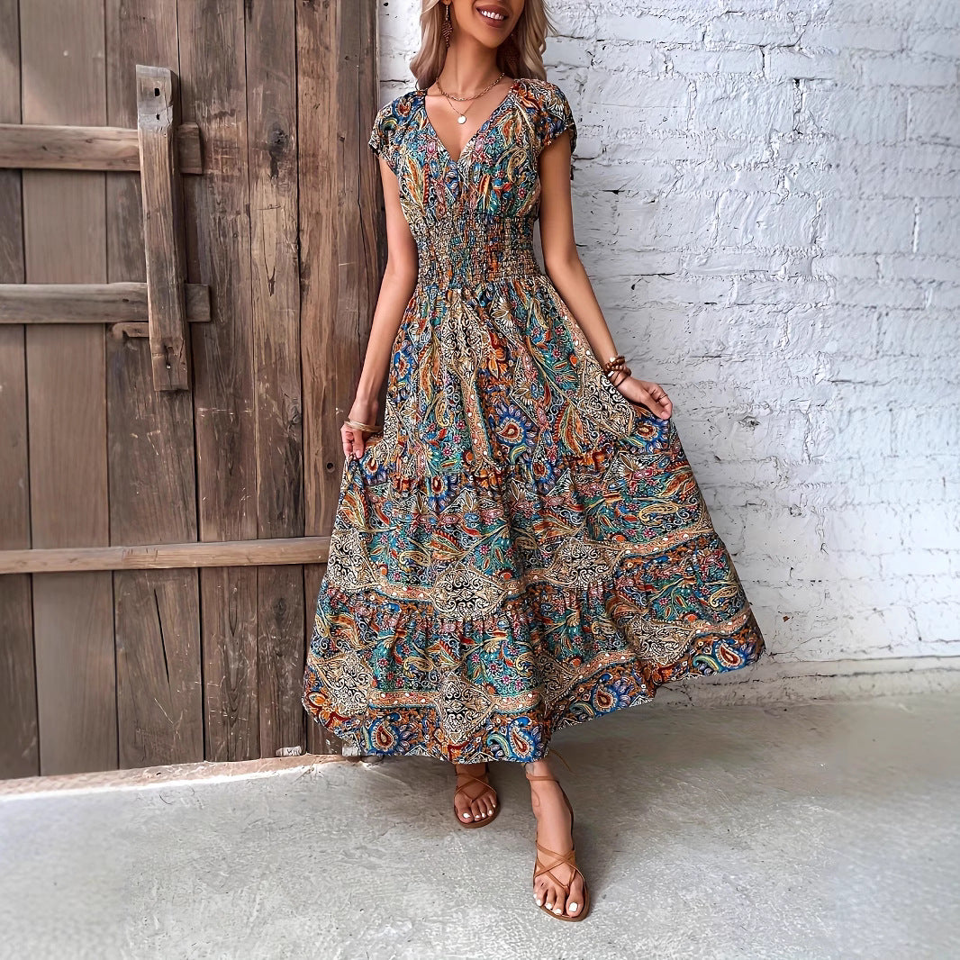 Kvinder Bohemian Paisley Tryk Maxi Kjole Stilla