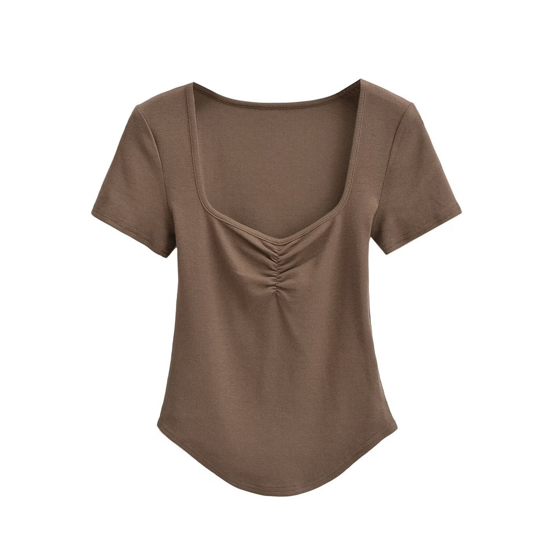 Femme Kortærmet Raffung Detail Top Stilla