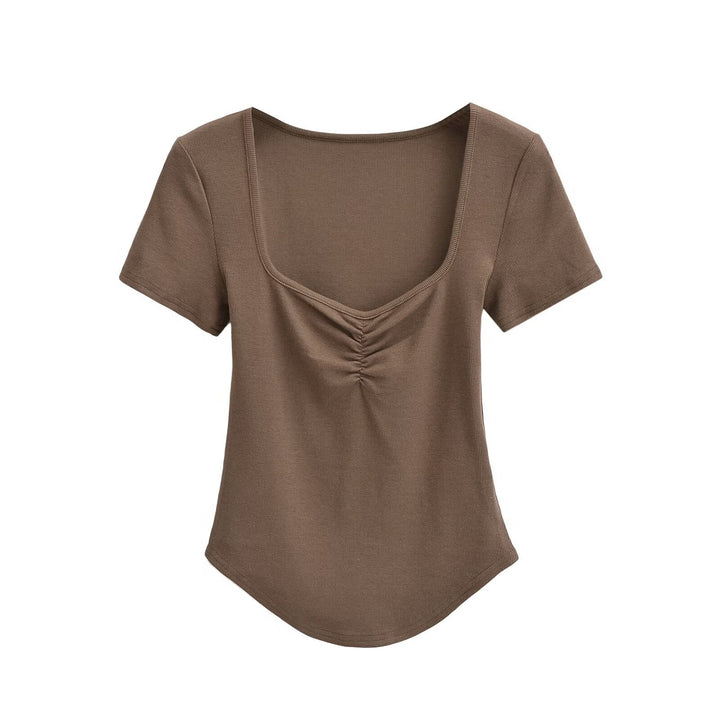 Femme Kortærmet Raffung Detail Top Stilla