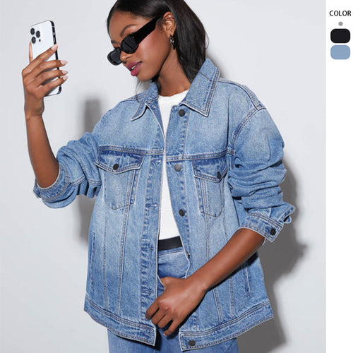 Dame oversized denim jakke Skovae