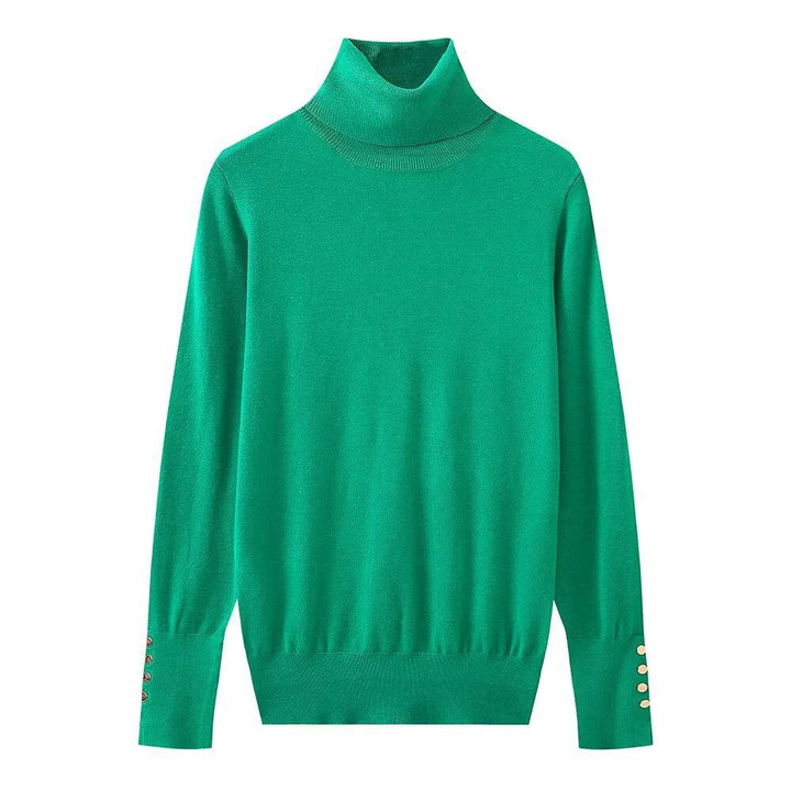 Femme Rullekravepullover med knapdetaljer Stilla