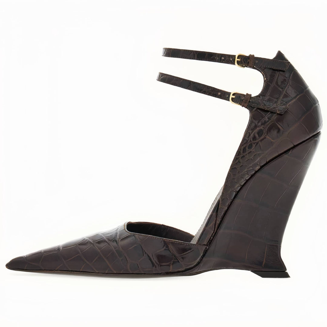 Femme Elegante Syntetisk Skindsål Wedge Pumps Stilla