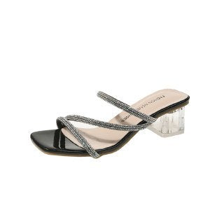 Dame Glitre Sandaler med gennemsigtige blokhæl og elegante stropper Stilla