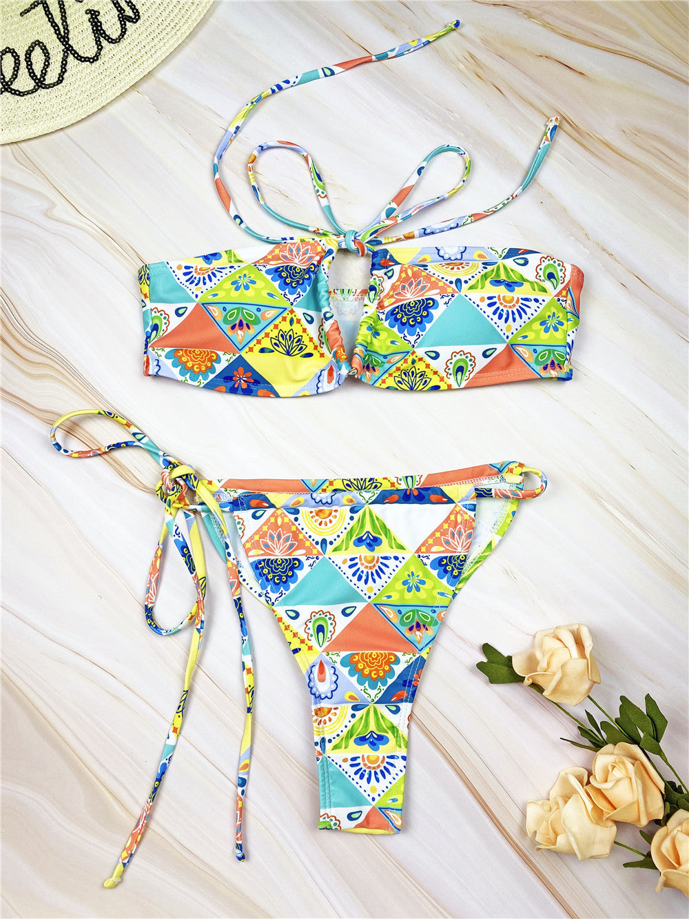 Dame Bandeau Stil Højskåret Bikini Sæt Stilla