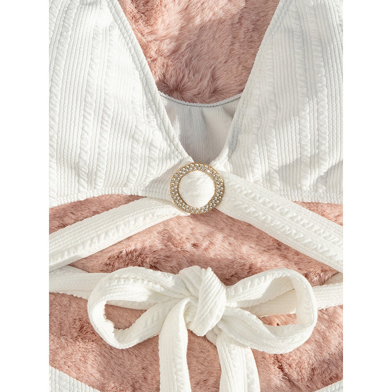 Dame Rib-design Kryds-ryg Bikiniset Stilla