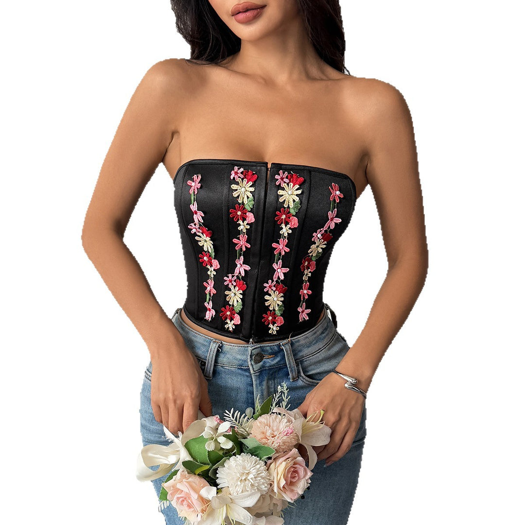 Dame Korsage-top med florale applikationer Stilla