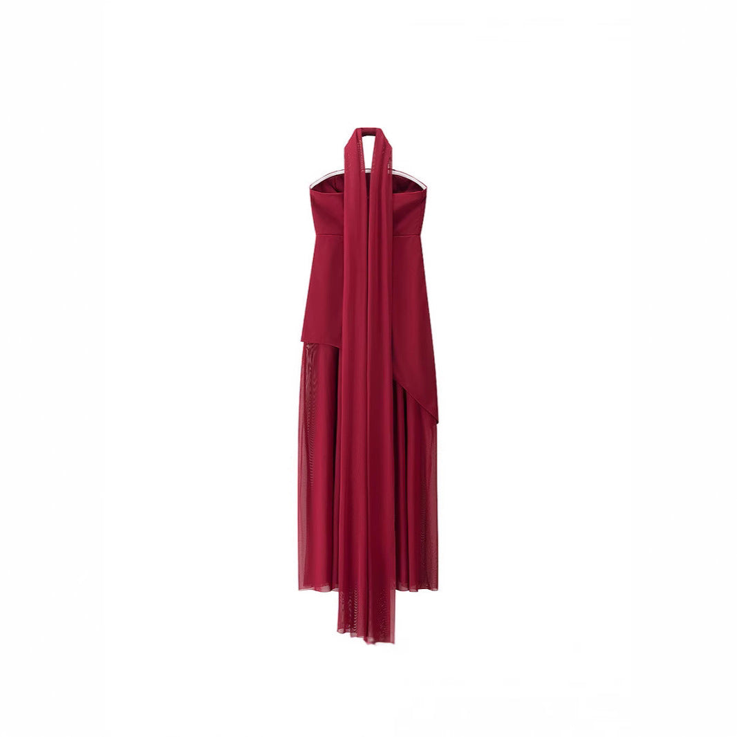 Dame Maxikjole med asymmetrisk snit og elegant drapering Stilla