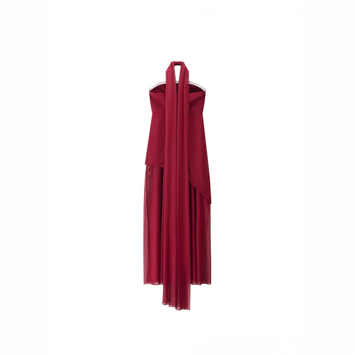 Dame Maxikjole med asymmetrisk snit og elegant drapering Stilla