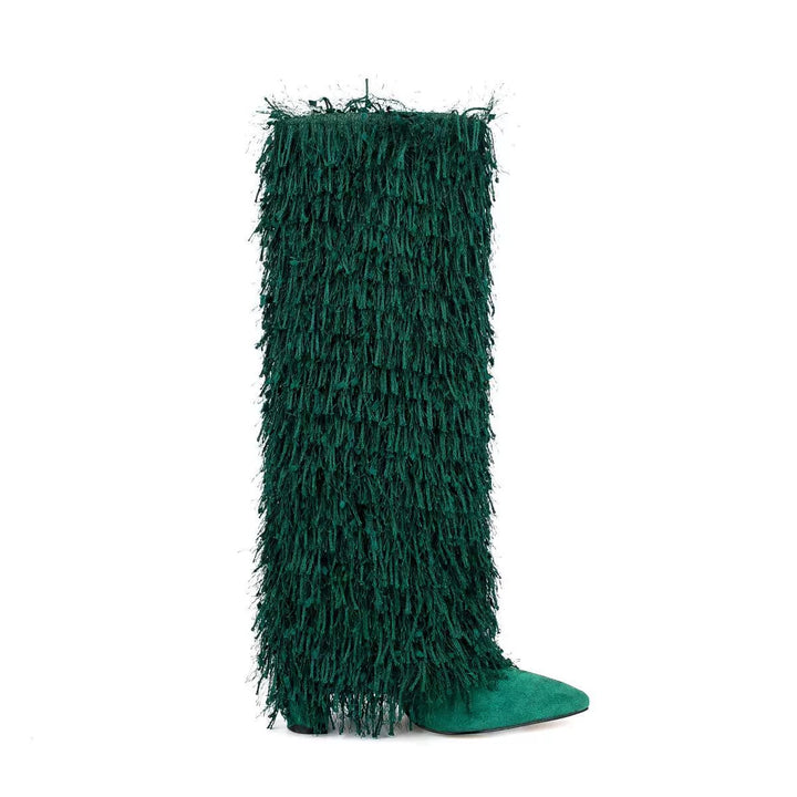 Femme Over-the-Knee Fjer Stiletto Støvler Stilla