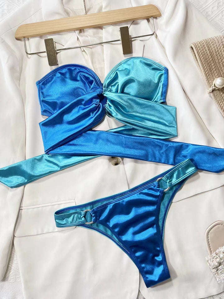 Dame bandeau-bikini-sæt med innovativt indpakningsdesign og justerbare stropper Stilla