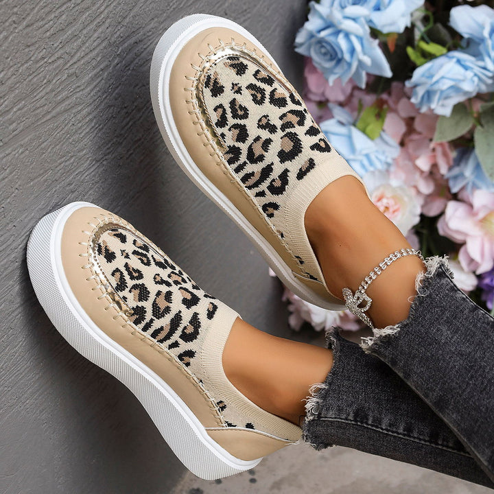 Dame Modische Slip-On Sneakers i Leopardmønster Stilla