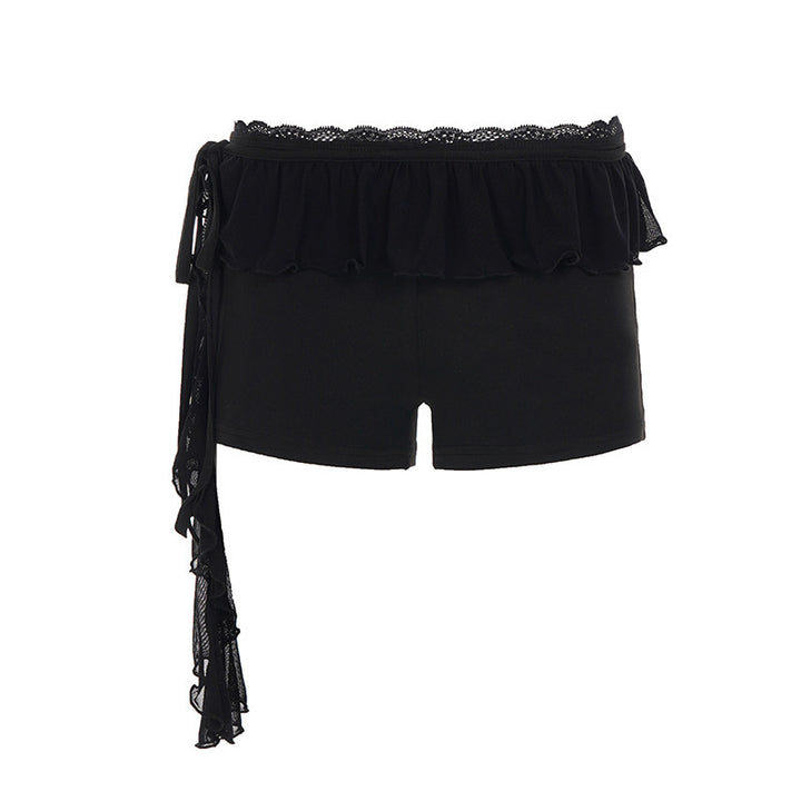 Damen Shorts mit Rüschendetail und verstellbarem Bindeband Skovae