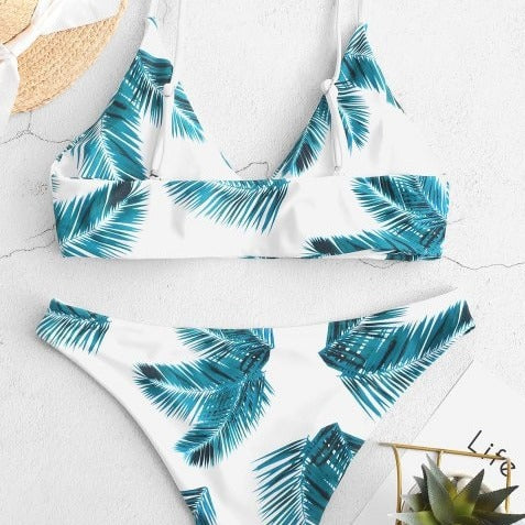 Dame Bikini-sæt med tropisk print Bralette Stilla
