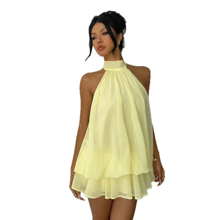 Dame let chiffonkjole med asymmetrisk snit Skovae