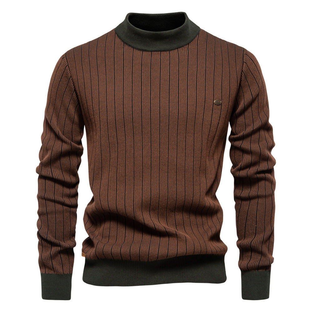 Herrer rullekrave pullover med fint strukturmønster Stilla