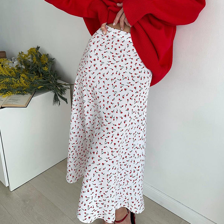Damer Elegant Midi-Nederdel med blomsterprint og rummelig pasform Stilla