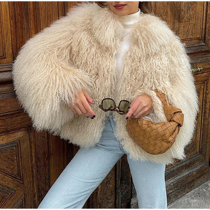 Femme Plush Kunsfur Kortjakke Stilla
