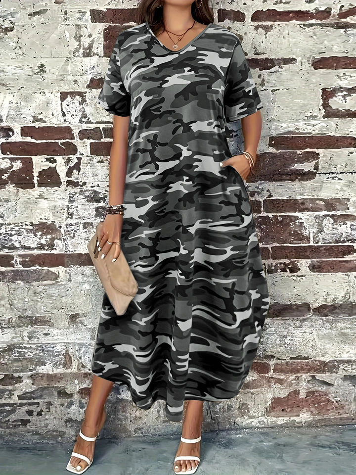 Dame Fritid Camo Print Maxi Kjole Stilla