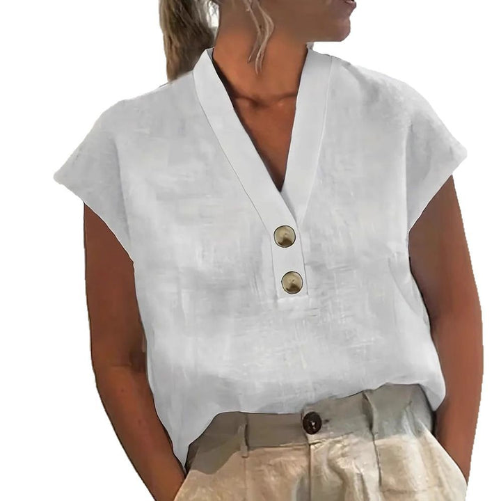 Dame Glitrende V-Pullover Bluse Skovae
