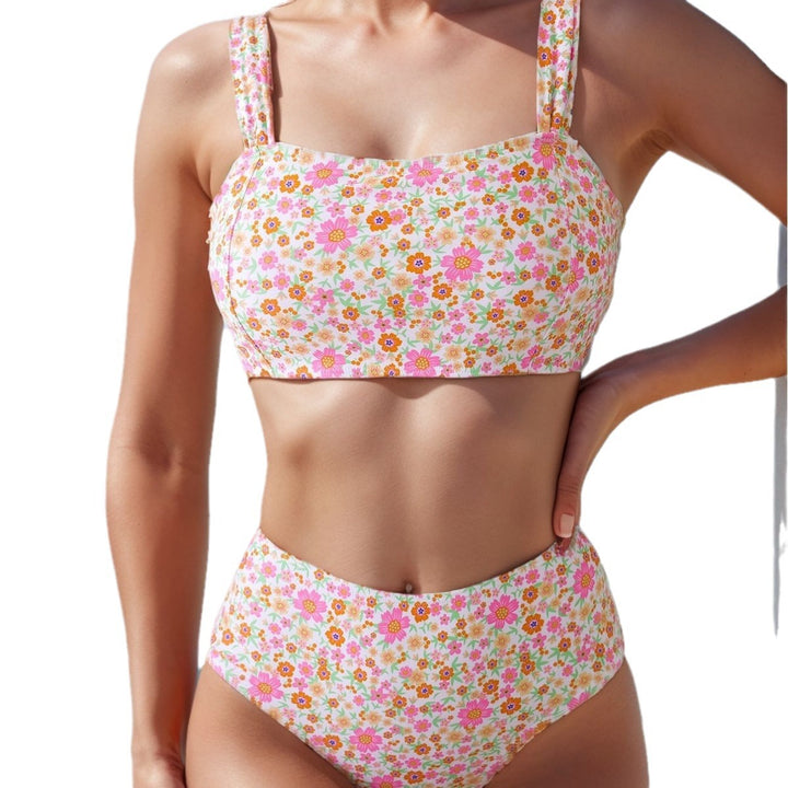 Dame Højskåret Tankini med blomsterprint Skovae