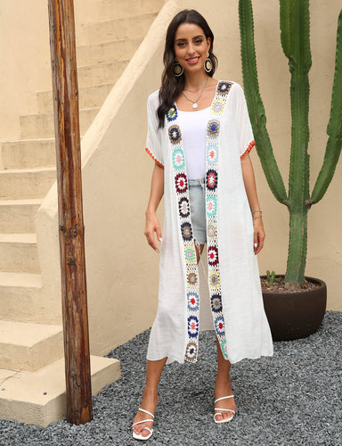 Femme Bohemian Hæklede Kants Kimono Cover-Up Stilla