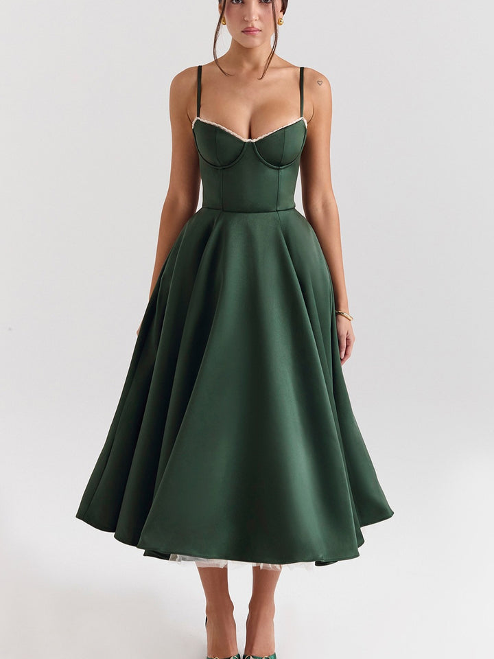 Damer elegant Cocktailkjole med A-linje og fine spaghetti stropper Stilla