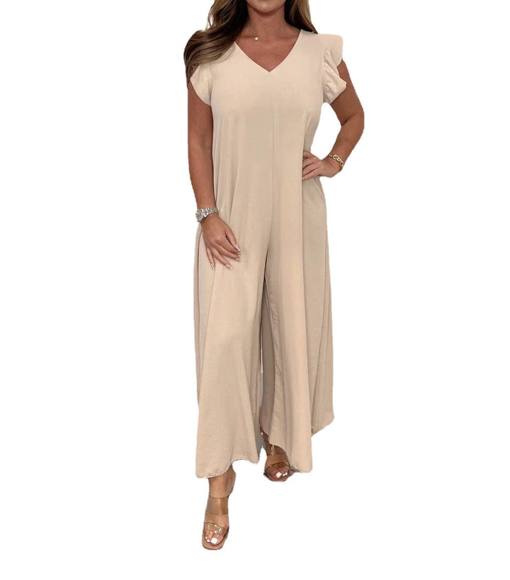 Dame Elegant Jumpsuit med volumniøse ærmer og dyb V-udskæring Stilla