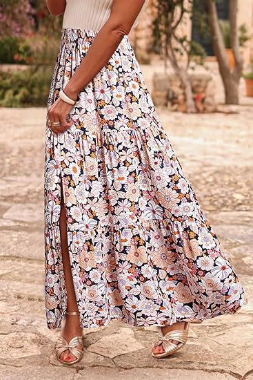 Kvinder Bohemian Floral Trin Kjole Maxi Nederdel Stilla