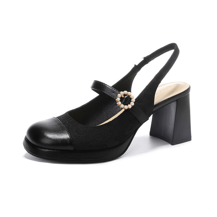Femme Slingback Blokhælpssko med Perleaccent Stilla