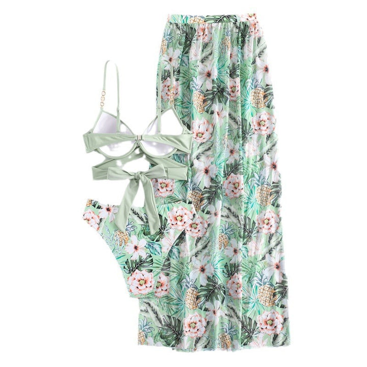 Dame bikini sæt med blomster wrap top og matchende nederdel Skovae