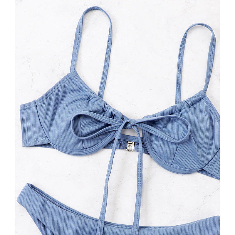 Dame ribbet Bralette Bikini Sæt Stilla